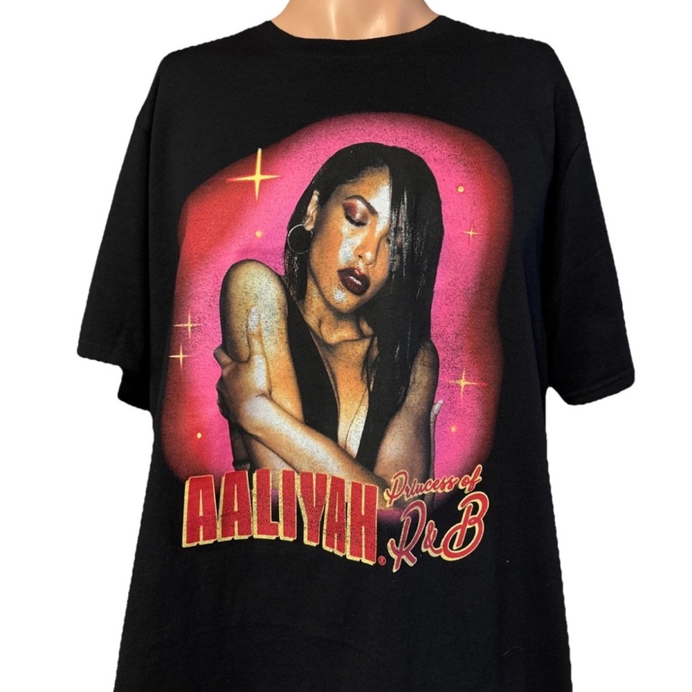 Aaliyah Princess Of R&B Black And Pink Shirt Size XL